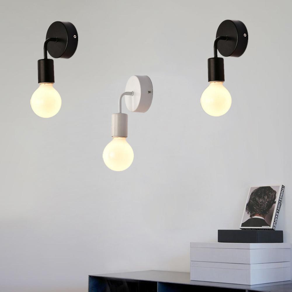 Скандинавский современный настенный светильник, железный черный E27, внутреннее освещение, прикроватная лампа для спальни, ванной комнаты, бра, настенный светильник, промышленный декор