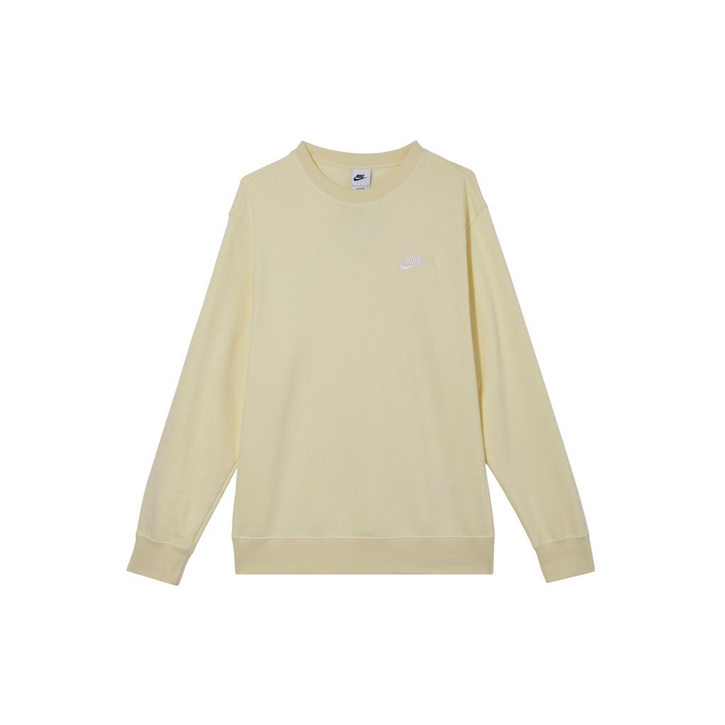 Nike Sportswear Club Fleece Embroidered Logo Crewneck Sweatshirt Men Tops Light-Yellow BV2663-744