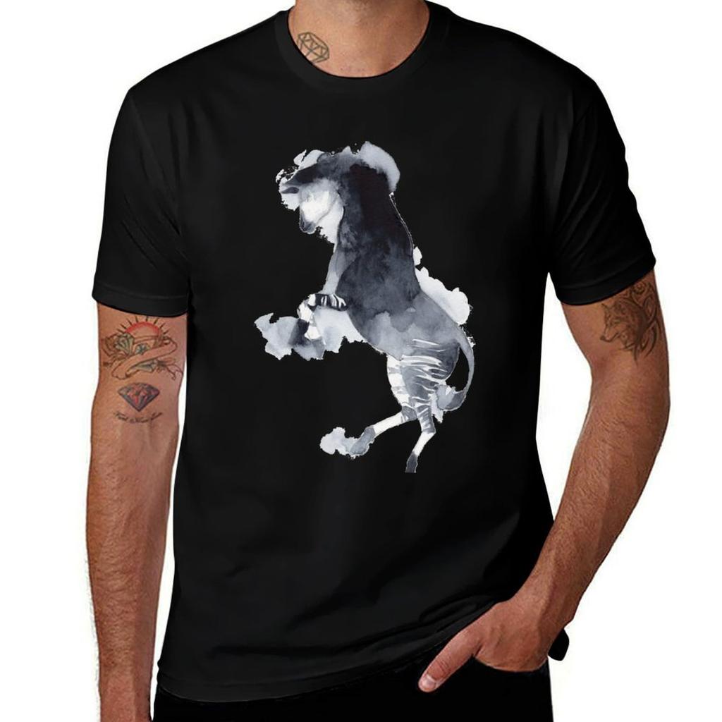 Watercolor Standing Okapi Tshirt Trendy Print Short Sleeve Tshirt