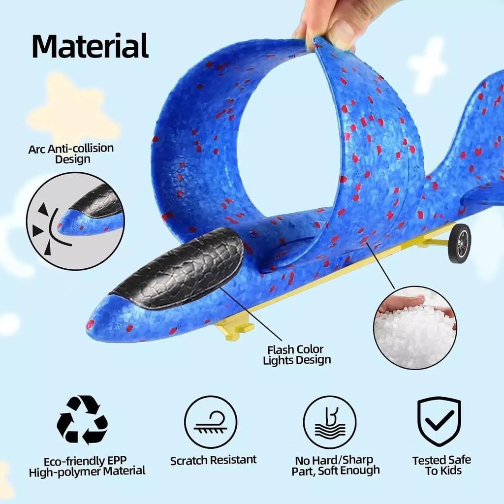 Светящийся пенопластовый самолет 10M пусковая установка катапульта планер самолет пистолет игрушка детская уличная игра стрельба летающий мальчик девочка праздничные подарки