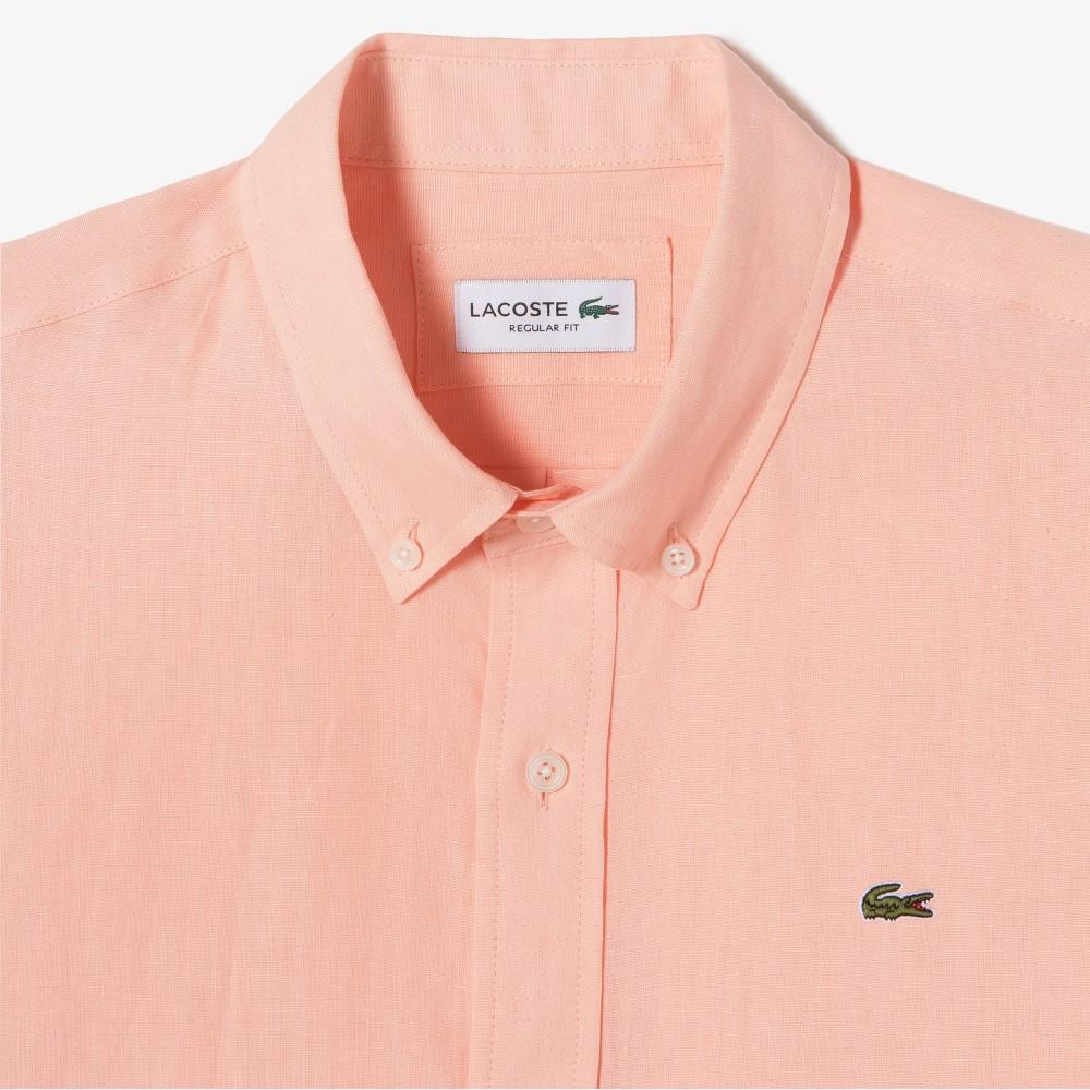 [lacoste] Men's Solid Linen Shirt CH769E-56GUI2