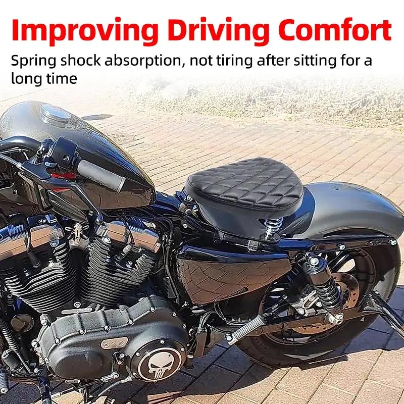 Для Harley Custom Chopper Sportster Bobber Honda Yamaha 1 комплект Мотоциклетное ПУ кожаное одиночное сиденье с 3-дюймовым пружинным кронштейном Ретро