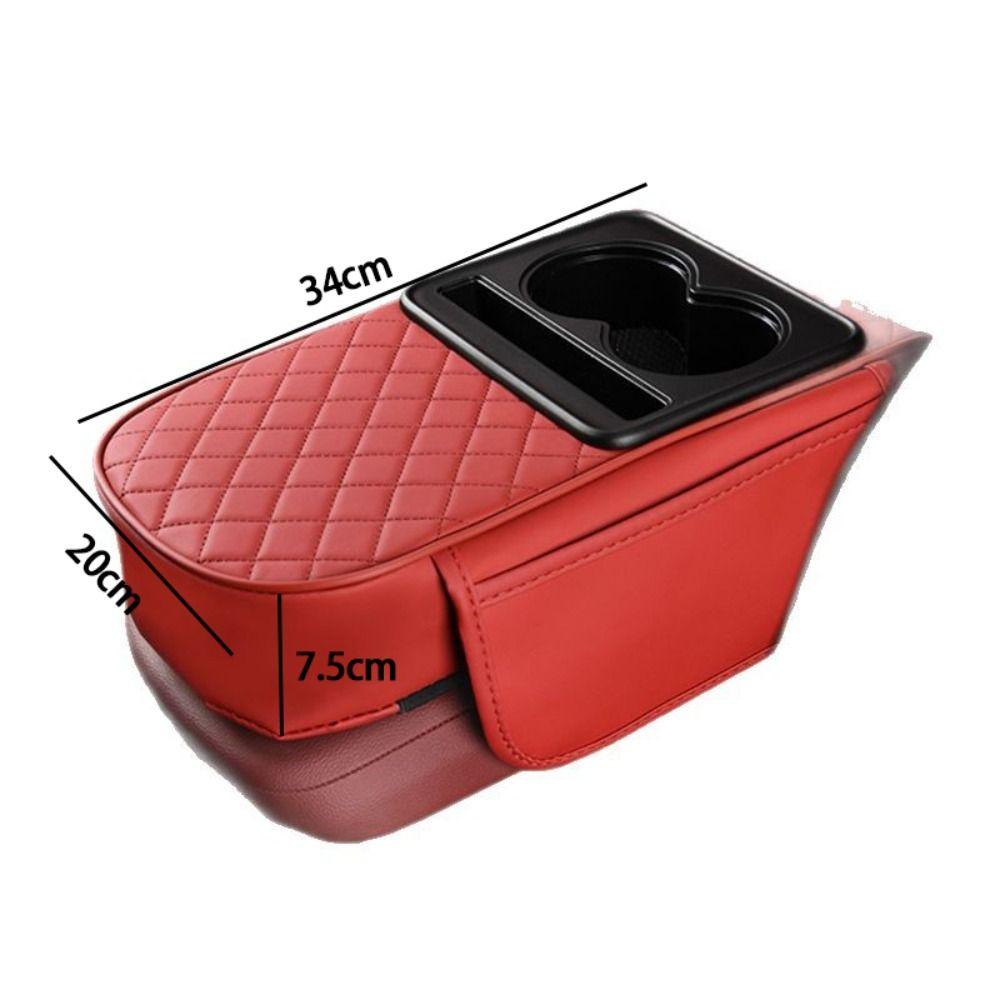 with Cup Holder Car Armrest Pad PU Leather Car Armrest Pillow  Universal