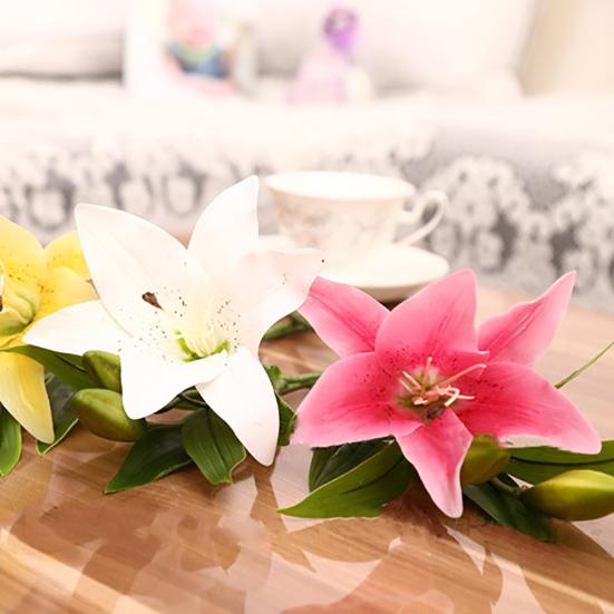 1 шт. 3 головки сладкий искусственный цветок поддельные лилии цветочный домашний декор для свадебной вечеринки