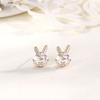 Rabbit Stud Earrings Female Korean Version Small and Cute Diamond-encrusted Rabbit Ear Jewelry