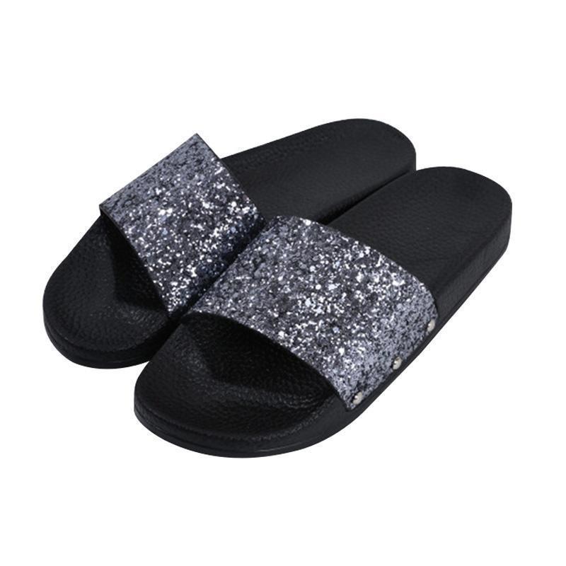 Elegant Sexy Open Teen Slides For Women With Premium Quality Glitter Platform