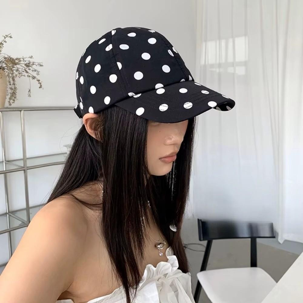 Breathable Polka Dot Baseball Cap Polyester Sun Hat Japanese Peaked Hat  Travel