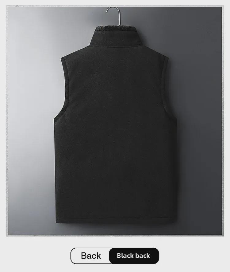 Мужской большой зимний флисовый спортивный жилет - теплый жилет больших размеров для людей среднего и пожилого возраста