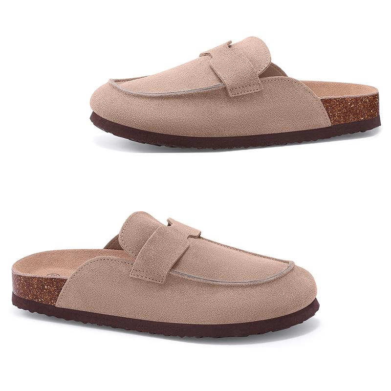 Fashion Kidmi New Women's Slippers Comfortable Cork Sole Genuine Cow Suede Clogs Indoor And Outdoor Potato Shoes Popular Beach Slippers