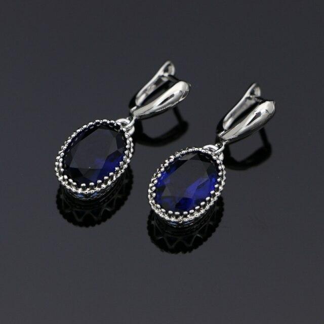 Natural Oval Mystic Rainbow Zircon Dangle Earring 925 Sterling Silver Jewelry Drop Crown Earrings For Women