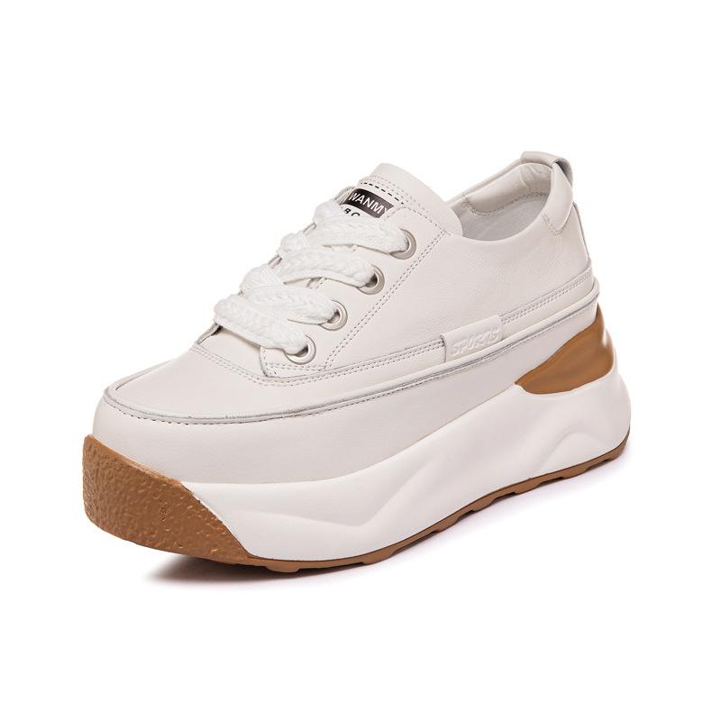 Spring New All-match Thick-soled Muffin Women's Shoes with Inner Height Increase Small White Shoes Women's Leather Casual Sports Forrest Gump Shoes