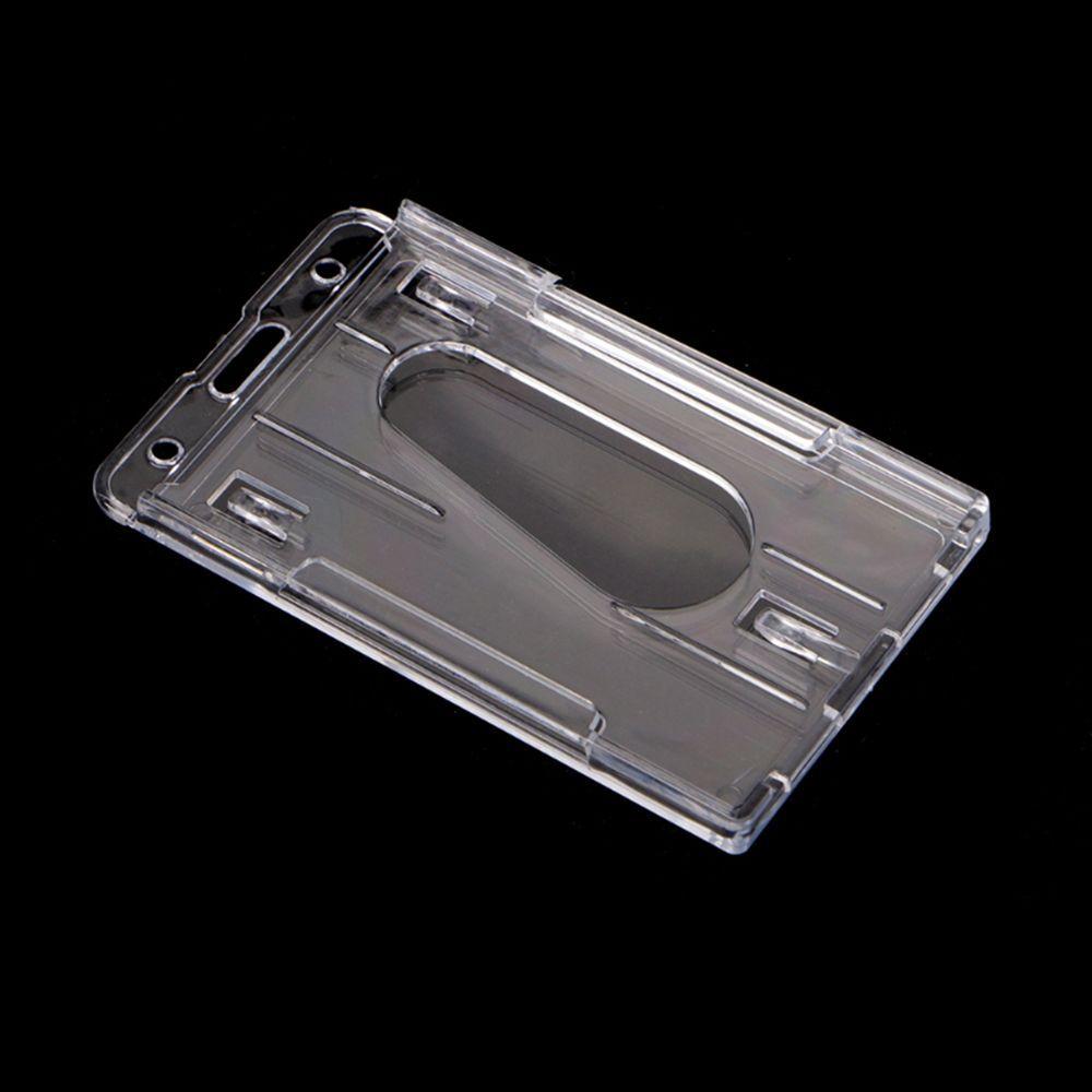 10x6cm Hard Vertical Badge Holder Transparent Clear Double Card ID Case