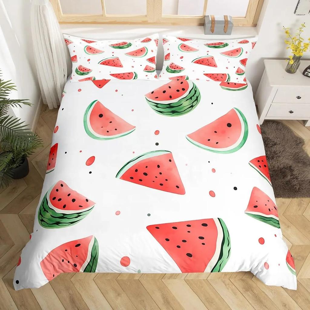 Fruits Duvet Cover Strawberry Banana Mango Lemon Pineapple Bedding Set Grapes Orange Comforter Cover,Summer Fruit Quilt Cover