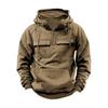 Men's Large Patch Pocket Drawstring Long Sleeve Half-Zip Hoodie