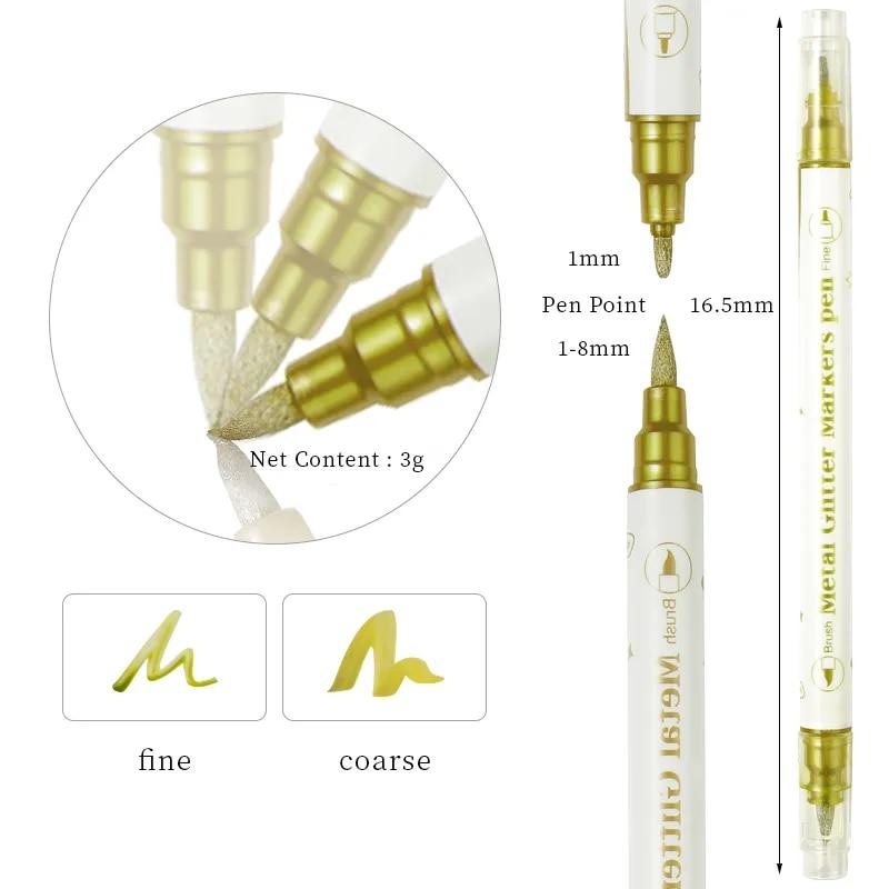 Набор ручек для рисования граффити, золотой, серебряный карандаш, водостойкая подводка для рисования, масляная кисть, белый маркер, инструмент для ногтей