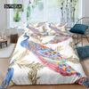 Peacock Duvet Cover Set Microfiber Gorgeous Blue Feather Comforter Cover Pink Flower Soft 2/3Pcs Birds Animal Theme Quilt Cover