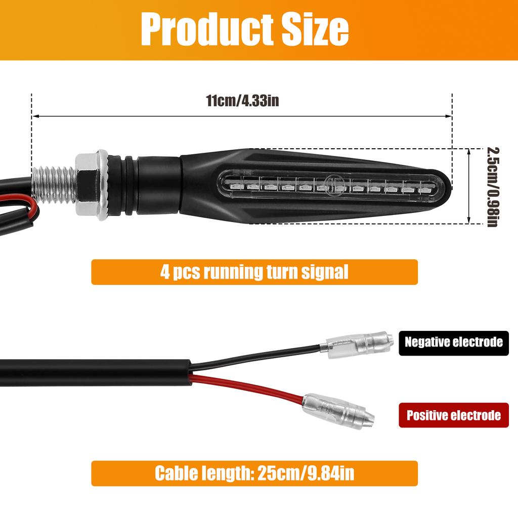 4 шт. Мотоциклетный указатель поворота Универсальный 12LED Передний Задний Бегущий свет поворота Профессиональный Последовательный Индикатор Габаритный фонарь