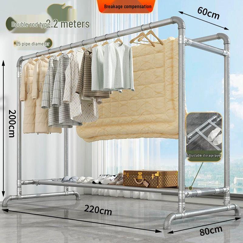 Windproof Outdoor Galvanized Steel Clothes Drying Rack with Thickened Pipes for Balcony