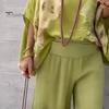 2 Pcs/Set Blouse Pants Suit V Neck Bat Sleeves Baggy Loose Flower Printing Top Wide Leg Elastic Waist Pants Casual Daily Outfit Commuting Travel