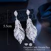 CMM Beautiful Sparkling Zircon Long Feather Drop Earrings