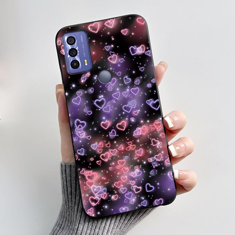 New Design Case For TCL 20B (6159K) Fashionable Black Love Pattern Shockproof Protective Cover Soft Silicone Black Case