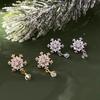 Elegant Crystal Snowflake Christmas Stud Earrings - Luxurious Design for Women