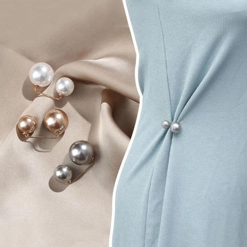 Pearl Brooch Pins For Women Safety Pins Neck Button Fashion Waist Pins For Dress Shrink Waist Circumferences