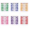 5Pairs Masquerade Fox Cat Eye Eyelashes Dramatic Look Eyelash Extension Green Blue Colored Lashes
