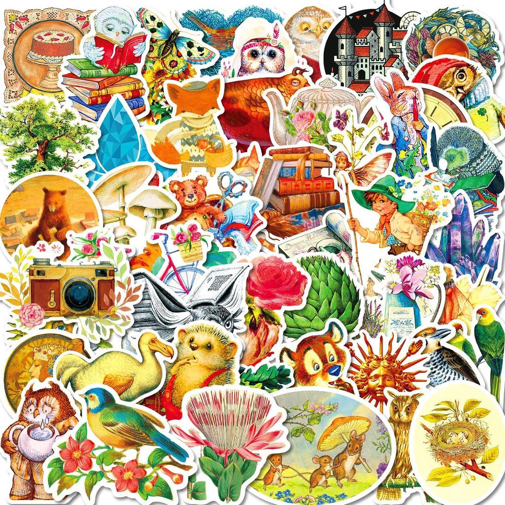 50 New Style Vintage Style Series Decorative Stickers Nordic Style Waterproof Stickers