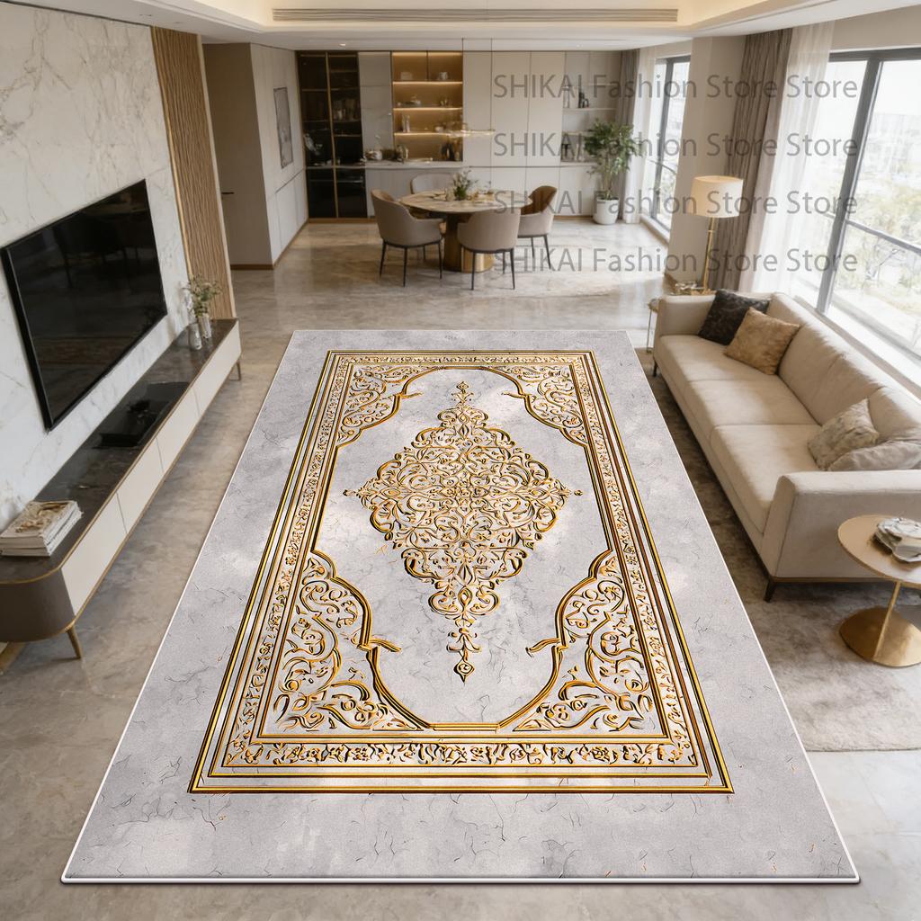 European Royal Gilded Style Big Size Balcony Rug Easy Clean Fluffy Luxury Floor Mat Decoration Living Room Antiskid Soft Carpet