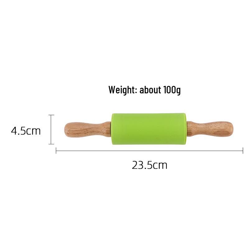 Силиконовая скалка с ручкой из массива дерева - Антипригарный кухонный инструмент для пельменей и выпечки