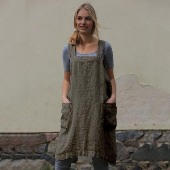 Женский нагрудник-фартук X-образной формы с повязкой на спине, широкий ремешок, большой карман, фартук, платье, кухонные принадлежности для готовки и уборки