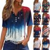 Жен. Футболка Футболка С принтом Пуговицы С короткими рукавами Повседневные Выходные Мода Классический V-образный вырез Обычный Верх
