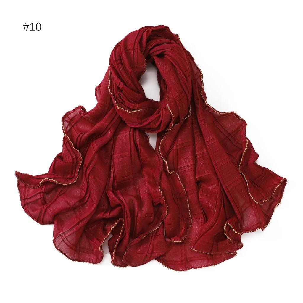 Good Quality Luxury Silver Thread Crepe Plaid Shawl Scarf Polyester Gilt Shiny Headscarf Head Covering Women Hijab