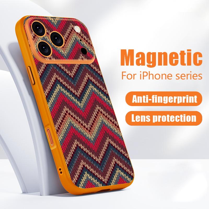 Чехол с текстурой ткани класса люкс для iPhone 17 Pro Max iPhone 16 15 14 13 Pro Max Магнитный для Magsafe Гибридный ТПУ+ПК Матовый Чехол