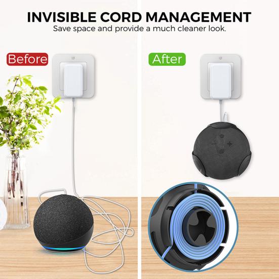 Wall Mount Holder for Echo Dot 4/5 Generation Bracket Space Saving Stand with Cord Management Angle Adjustment Speaker Bracket
