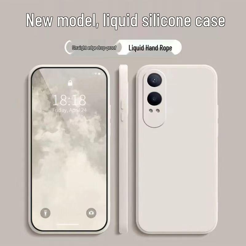 Чехол для Oppo K12x: Простой Однотонный Цвет, Жидкое Полное Покрытие, Защита от Падений, Мягкий Силикон, Дизайн с Прямыми Гранями.