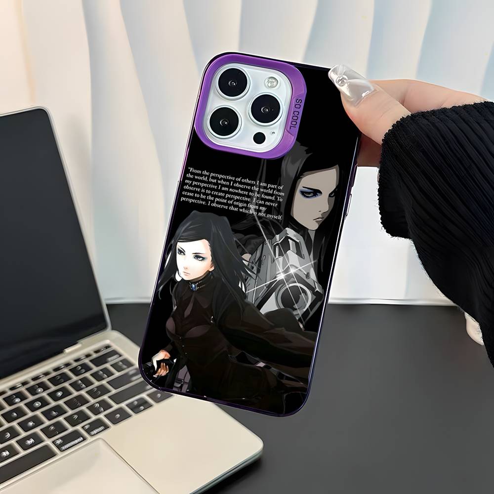 Аниме E-ergo P-Proxy Для iPhone 17,16,15,14,13,12,11,Mini,Pro,E,SE4,XS,MAX Фиолетовый Ударопрочный Конфетный Матовый Чехол
