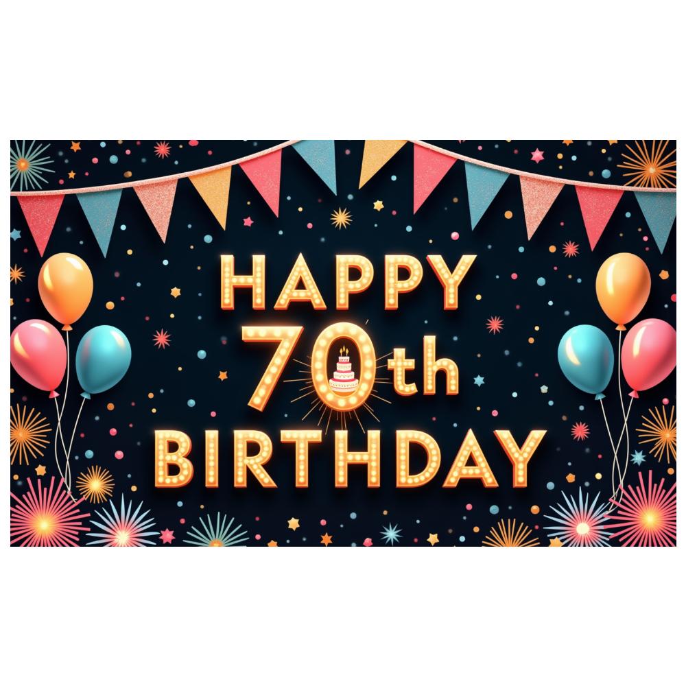 Фон для вечеринки Украшение для торта Декор на день рождения Баннер на 70-летие Красочная гирлянда Баннер для празднования юбилея Для вечеринки