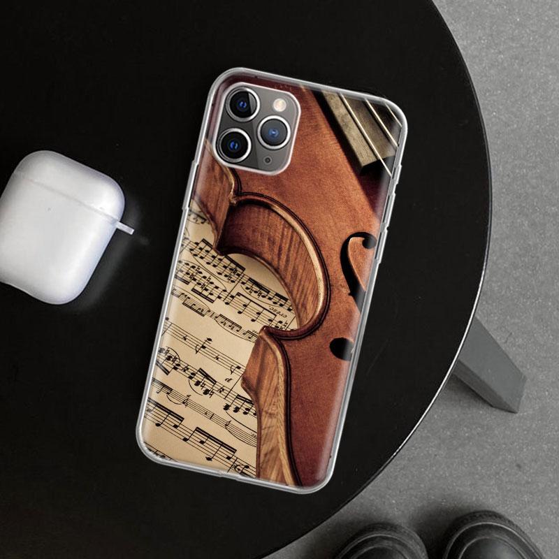 Чехол для телефона Музыкальная скрипка для iPhone 11 12 13 Mini 14 15 Plus 16 Pro Max 17 Air 7 8 + SE Арт Индивидуальный Fundas 11 12 13 Mini