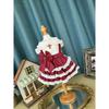Pure Cotton Handmade Puppy Dog Clothing Fashion Original Pet Clothes Wine Red Crystal Bow Party Dresses For Small Medium Dog
