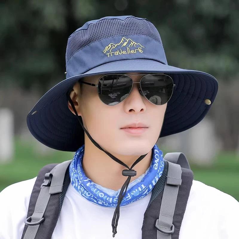 Men's Summer Outdoor Sun Hat - Wide Brim, Breathable, UV Protection, Cool Fishing Hat with Face Shield