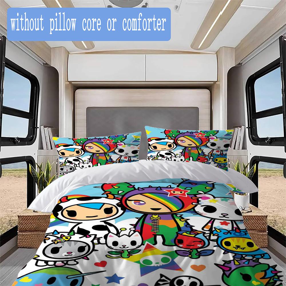 tokidoki Pattern Bedding,Quilt Set Quilt Cover Pillowcase Home Birthday Gift (1*duvet cover+2*pillowcase,without core)XSJT0917024