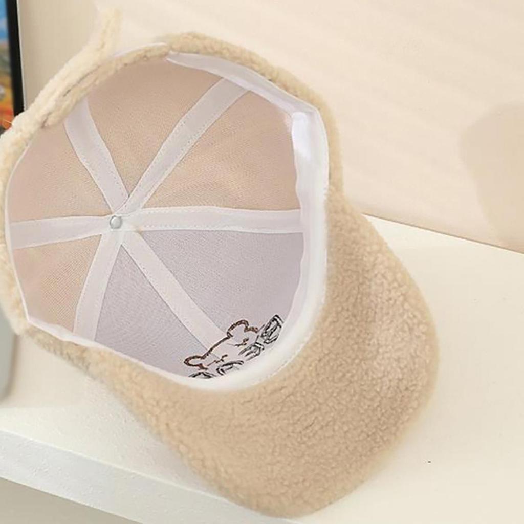 Милая детская бейсболка с вышивкой медведя, осенне-зимняя, из овечьей шерсти, для мальчиков и девочек, с козырьком-уткой, для детей, теплая кепка с козырьком