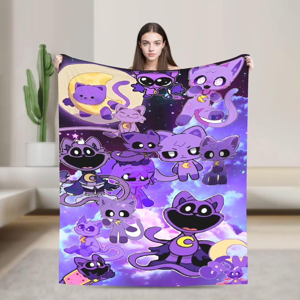 Cartoon S-Smiling Critters Anime Blankets Game Plush Novelty Warm Throw Blanket for Home Autumn/Winter