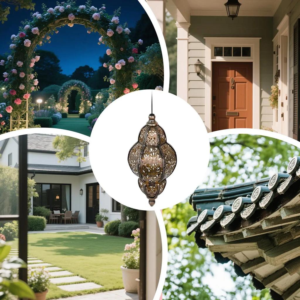 Уличные солнечные фонари Марокканский декоративный фонарь Водонепроницаемый декоративный свет Железная полая проекционная лампа для дома, вечеринки, праздника