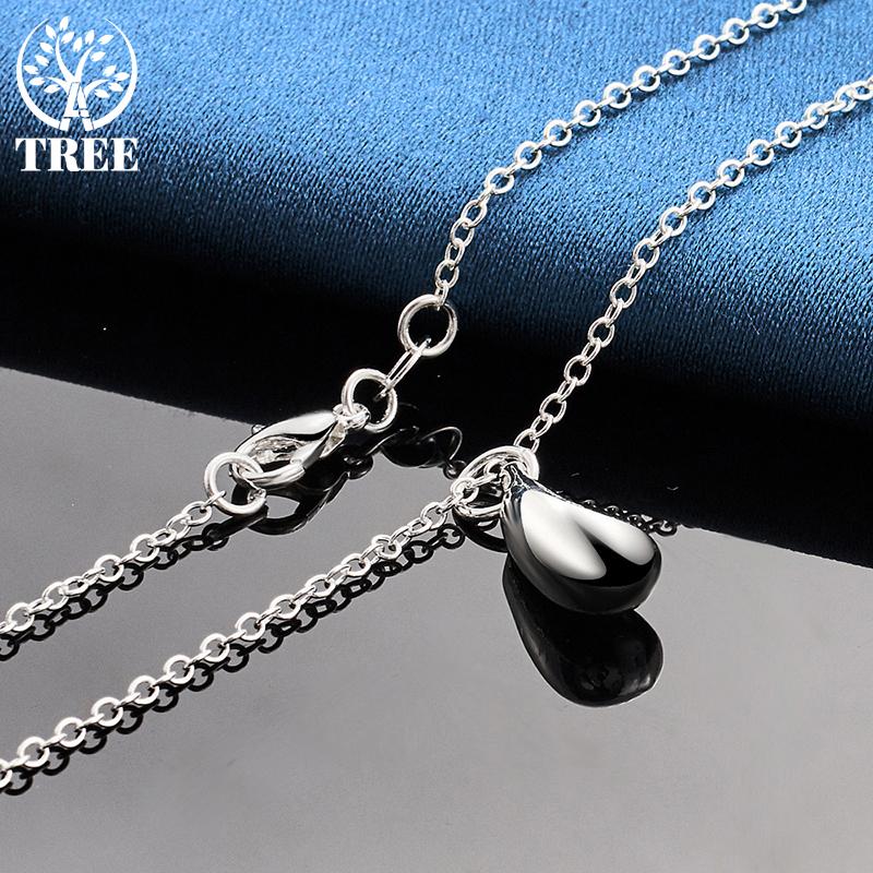 925 Sterling Silver Water Droplets Pendant Necklace Jewelry