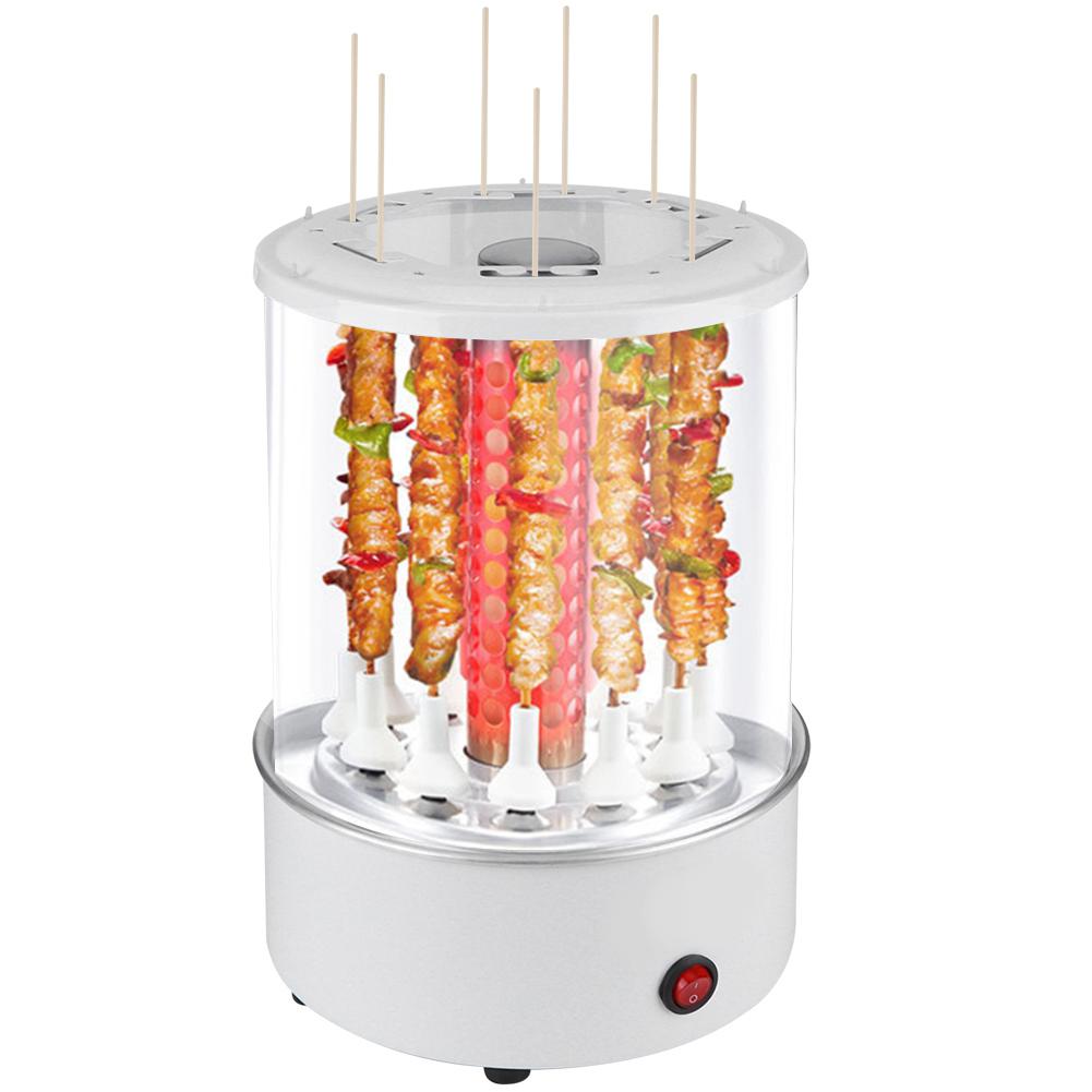 Electric Barbecue Grill Household Infrared Fast Rotating Oven with AntiScald Gloves (White )