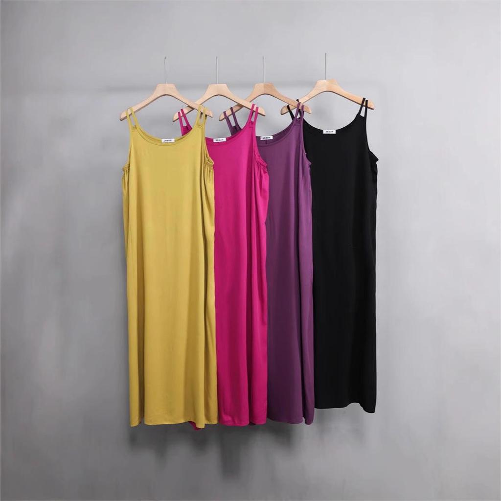 2025 New Sleeveless Cotton Rayon Slip Dress: Women's French Summer Beach Tank Maxi