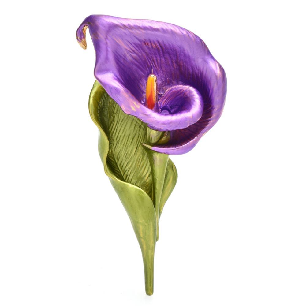 Metal Geometric Brooch Colorful Vintage Brooch Luxury Enamel Calla Flower Brooch Party